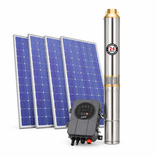 BOMBA SUBMERSA SOLAR LEPONO 3" 1500W + 4 PLACA SOLAR
