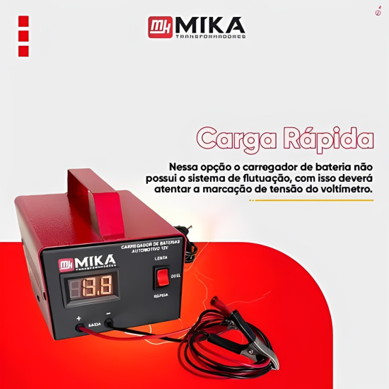  CARREGADOR DE BATERIA MIKA – 12V/10A/120W