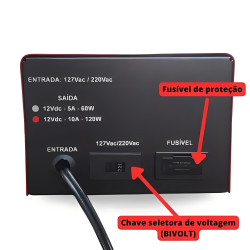  CARREGADOR DE BATERIA MIKA – 12V/10A/120W