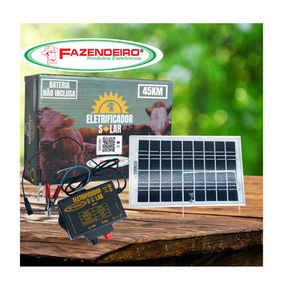 ENERGIZADOR CERCA 45KM COM PLACA SOLAR SEM BATERIA