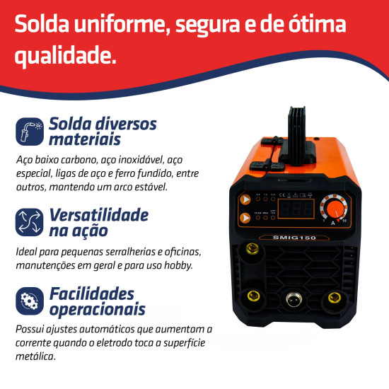 MÁQUINA SOLDA SEM GÁS 150A – SMIG150