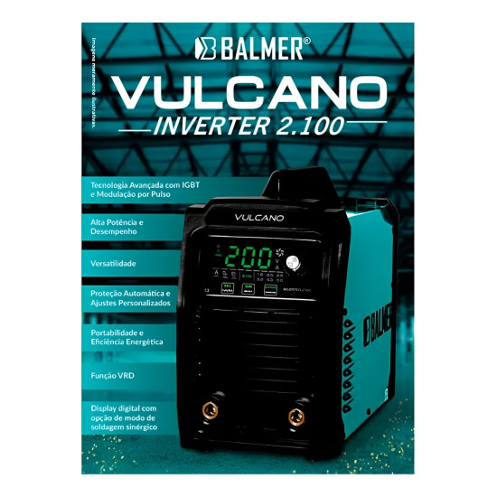  MÁQUINA DE SOLDA BALMER MMA/TIG INVERTER 2100 – VULCANO