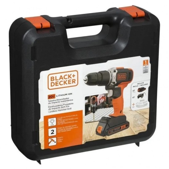 PARAFUSADEIRA / FURADEIRA BLACK & DECKER 20V COM 80 ACESSÓRIOS - BCD704C1KA