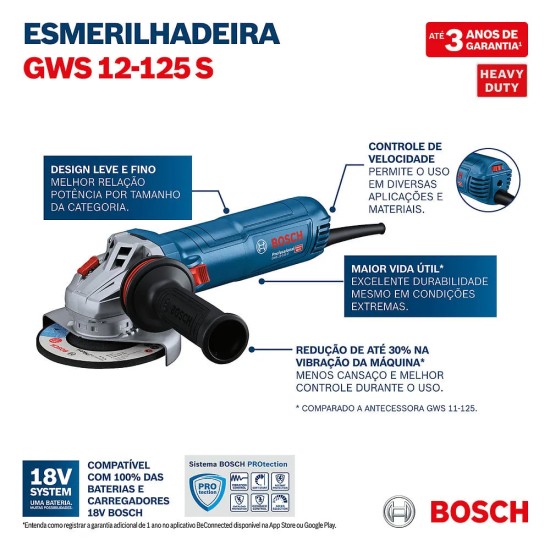 ESMERILHADEIRA BOSCH 5" - GWS 12-125S