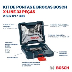 KIT DE PONTAS E BROCAS BOSCH - X-LINE - 33 PÇS