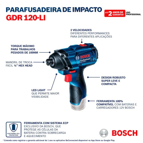 KIT BOSCH FURADEIRA - GSR 120LI + PARAFUSADEIRA - GDR 120LI