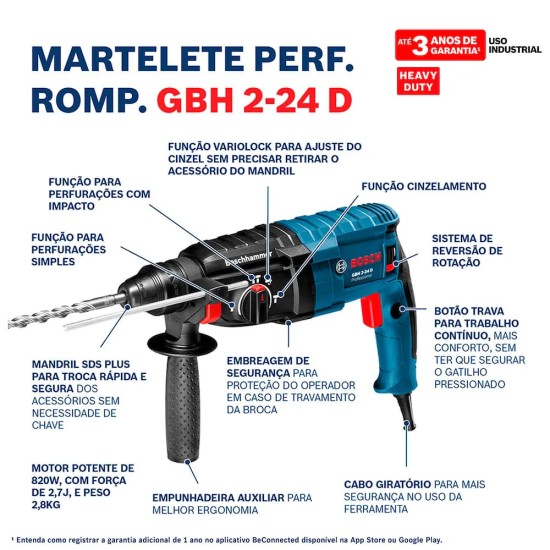 MARTELETE BOSCH - GBH 2-24D PROFISSIONAL