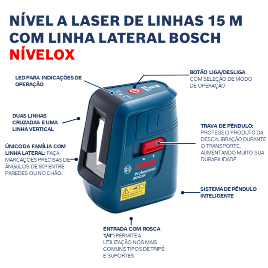 NÍVEL LASER BOSCH - NIVELOX 15m - C/ TRIPÉ