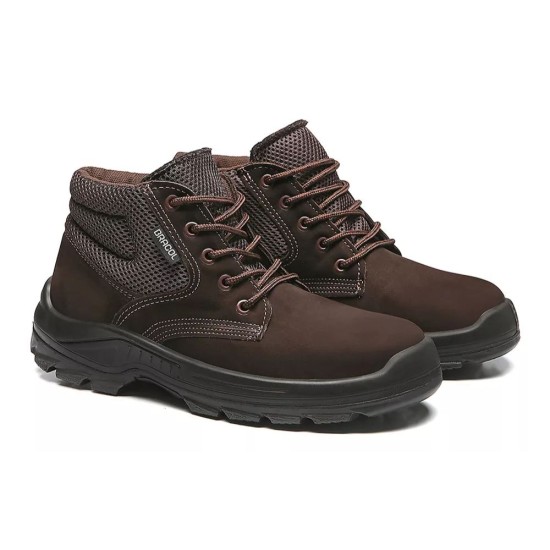 BOTA DE COURO NOBUCK BRACOL PERFURADO MARROM