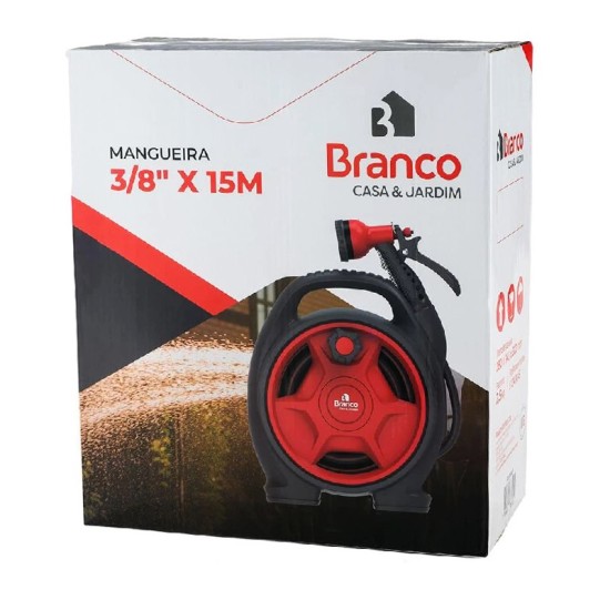 MANGUEIRA BRANCO PVC 3/8" - 15m - COM CARRETEL