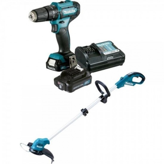 KIT  MAKITA PARAFUSADEIRA + ROÇADEIRA HP333DWYX3+UR100DZX+BL1021B 