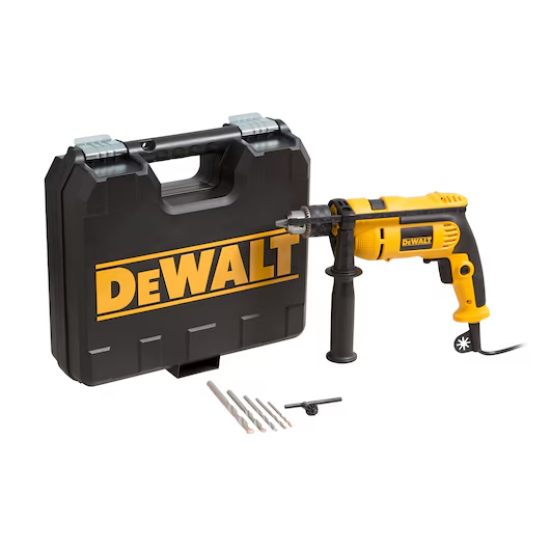 KIT FURADEIRA DE IMPACTO DEWALT 1/2" DWD502 + 5 BROCAS + MALETA