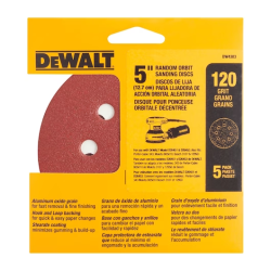 KIT 5 DISCOS LIXA VELCRO 5" GRÃO 120 MÉDIO 8 FUROS DEWALT - DW4303X