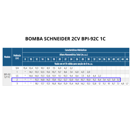ELETROBOMBA SCHNEIDER 2CV BPI92S 1C MONO