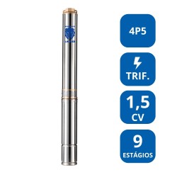 BOMBA SUBMERSA LEÃO 4” 1,5 CV TRIFÁSICA (4P5‑09)