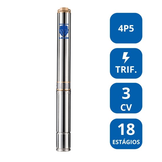 BOMBA SUBMERSA LEÃO 4” 3 CV TRIFÁSICA (4P5‑18)