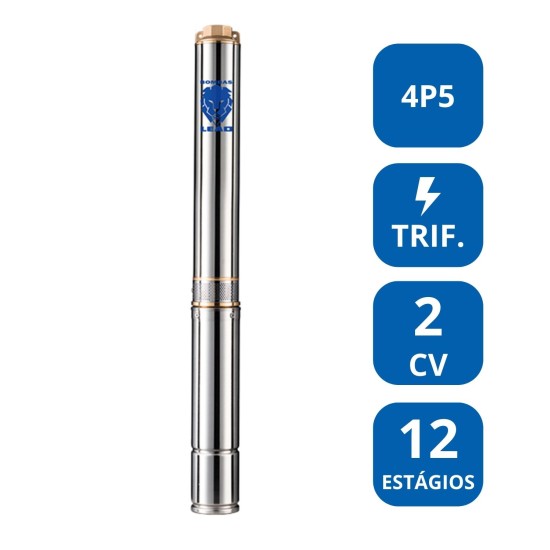 BOMBA SUBMERSA LEÃO 4” 2 CV TRIFÁSICA (4P5‑12)