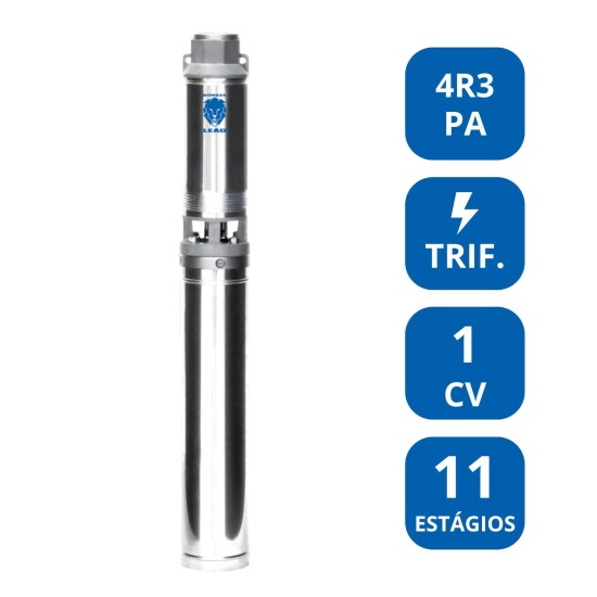 BOMBA SUBMERSA LEÃO 1 CV TRIFÁSICA (4R3PA‑11)
