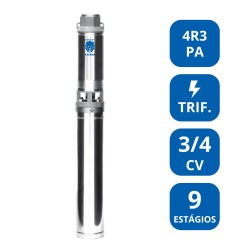 BOMBA SUBMERSA LEÃO 3/4 CV TRIFÁSICA (4R3PA‑09)