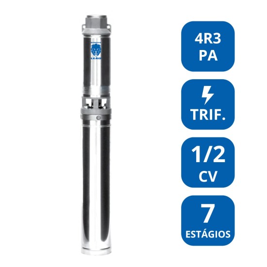 BOMBA SUBMERSA LEÃO 1/2 CV TRIFÁSICA (4R3PA‑07)