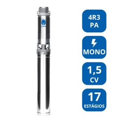 BOMBA SUBMERSA LEÃO 1,5 CV MONOFÁSICA (4R3PA‑17E)