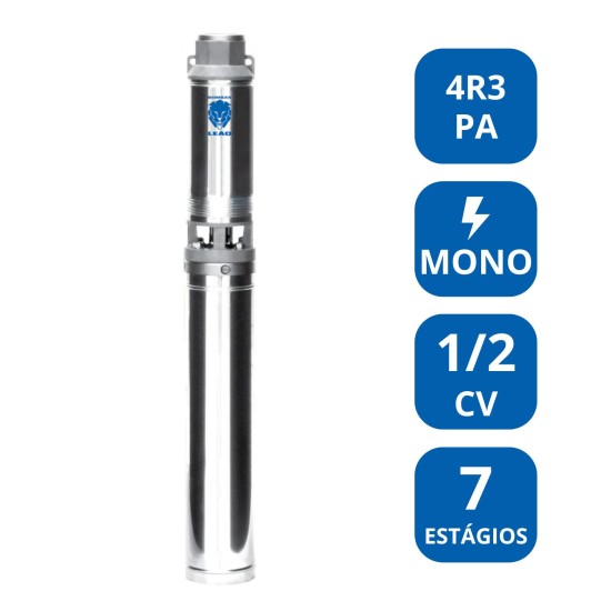 BOMBA SUBMERSA LEÃO 1/2 CV MONOFÁSICA (4R3PA‑07)