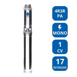 BOMBA SUBMERSA LEÃO 4” 1 CV MONOFÁSICA (4R3RPA‑17)