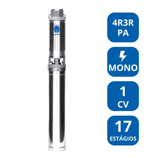 BOMBA SUBMERSA LEÃO 4” 1 CV MONOFÁSICA (4R3RPA‑17)