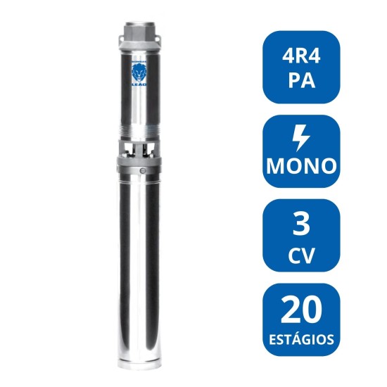 BOMBA SUBMERSA LEÃO 4” 3 CV MONOFÁSICA (4R4PA‑20)