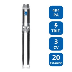 BOMBA SUBMERSA LEÃO 4” 3 CV TRIFÁSICA (4R4PA‑20)