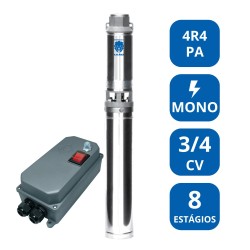BOMBA SUBMERSA LEÃO 4” 3/4 CV MONOFÁSICA (4R4PA‑08 COM CONTROL BOX)