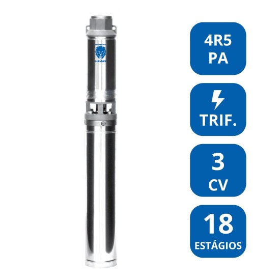 BOMBA SUBMERSA LEÃO 4” 3 CV TRIFÁSICA (4R5PA‑18)