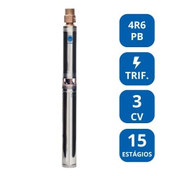 BOMBA SUBMERSA LEÃO 4” 3 CV TRIFÁSICA (4R6PB‑15)