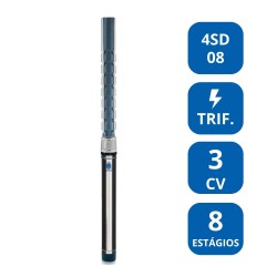MOTOBOMBA SUBMERSA LEÃO 4" 3CV TRIFÁSICA (4SD08-8)