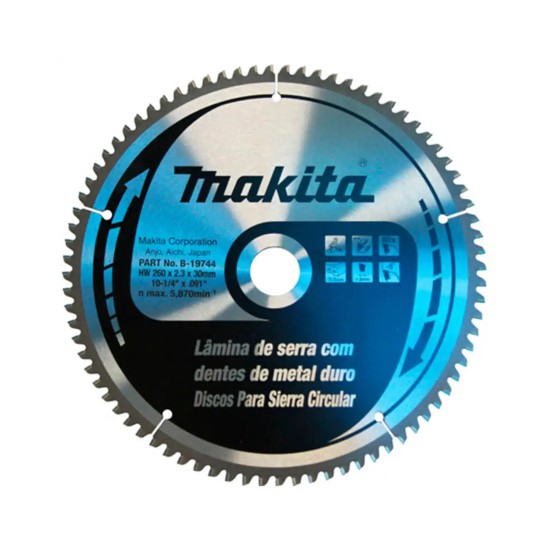 DISCO DE VIDEA ALUMÍNIO 10"/80D MAKITA B-19744