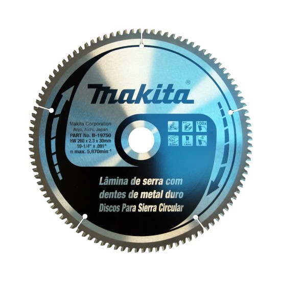 DISCO DE VIDEA ALUMÍNIO 260X30MM MAKITA B-19750