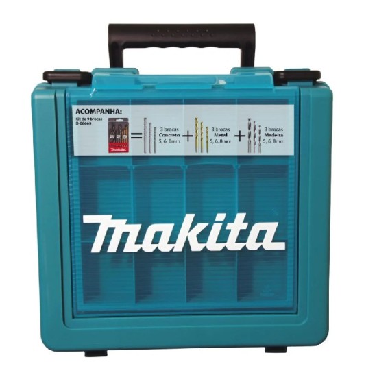 FURADEIRA MAKITA - HP1640KX1 + KIT DE 9 BROCAS