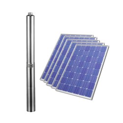BOMBA SUBMERSA SOLAR/HÍBRIDA 4SPW2-13P-A 2200W SAMKING + 5 PLACAS SOLARES