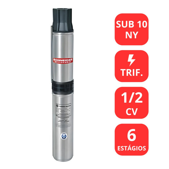 BOMBA SUBMERSA SCHNEIDER 1/2CV SUB10 NY - TRIF. - PARA POÇO
