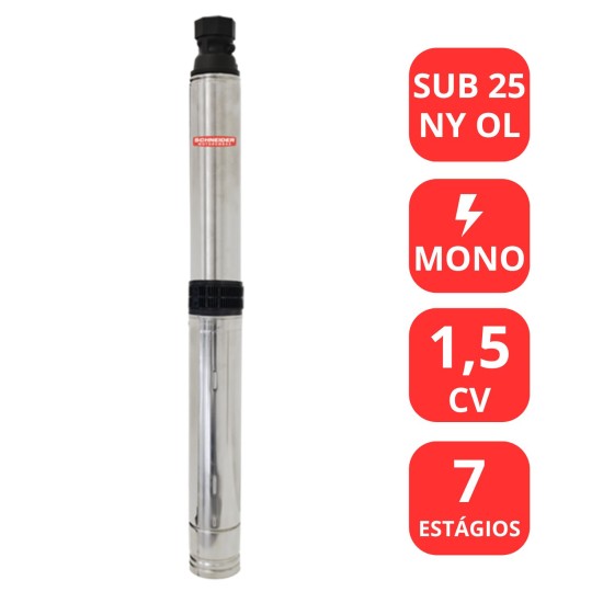 BOMBA SUBMERSA SCHNEIDER 1.5CV - SUB 25 NY OL - MONO - PARA POÇO