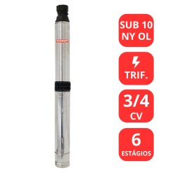 BOMBA SUBMERSA SCHNEIDER 3/4CV - SUB 10 NY OL - TRIF. - PARA POÇO