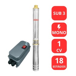 BOMBA SUBMERSA SCHNEIDER 3" 1CV - SUB3-10B3E18 - MONO