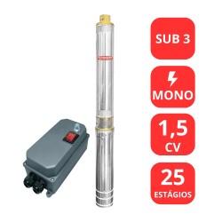 BOMBA SUBMERSA SCHNEIDER 3" 1.5CV - SUB3-15B3E25 - MONO