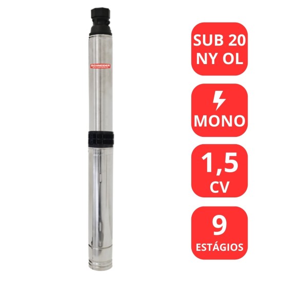 BOMBA SUBMERSA SCHNEIDER 1.5CV - SUB 20 NY OL - MONO - PARA POÇO