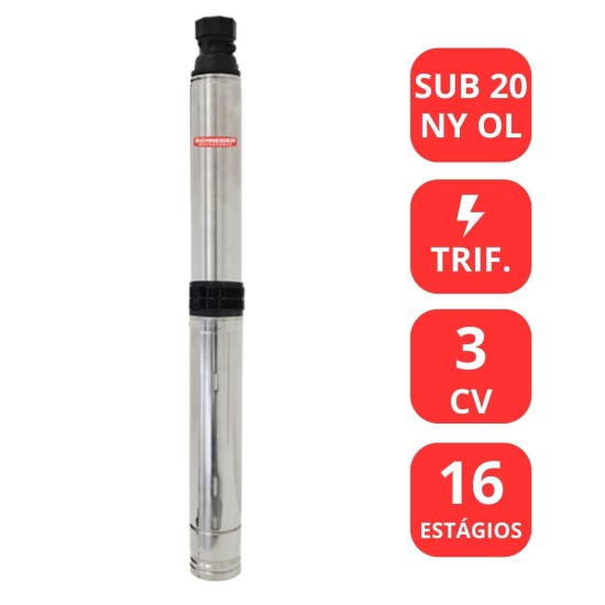 BOMBA SUBMERSA SCHNEIDER 3CV - SUB 20 NY OL - TRIF. - PARA POÇO