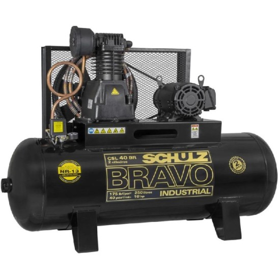 COMPRESSOR SCHULZ BRAVO CSL 40 BR/250L 10CV TRIFÁSICO